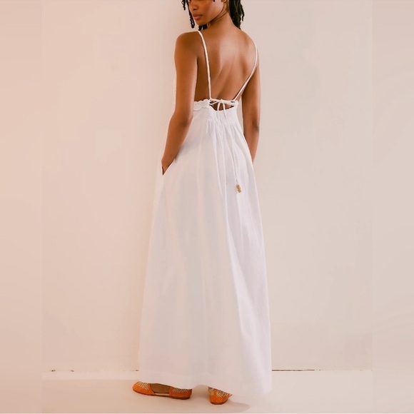 New Free People Lovey Maxi Dress Long Crochet Lace Summer Spring Cotton White - Picture 9 of 13
